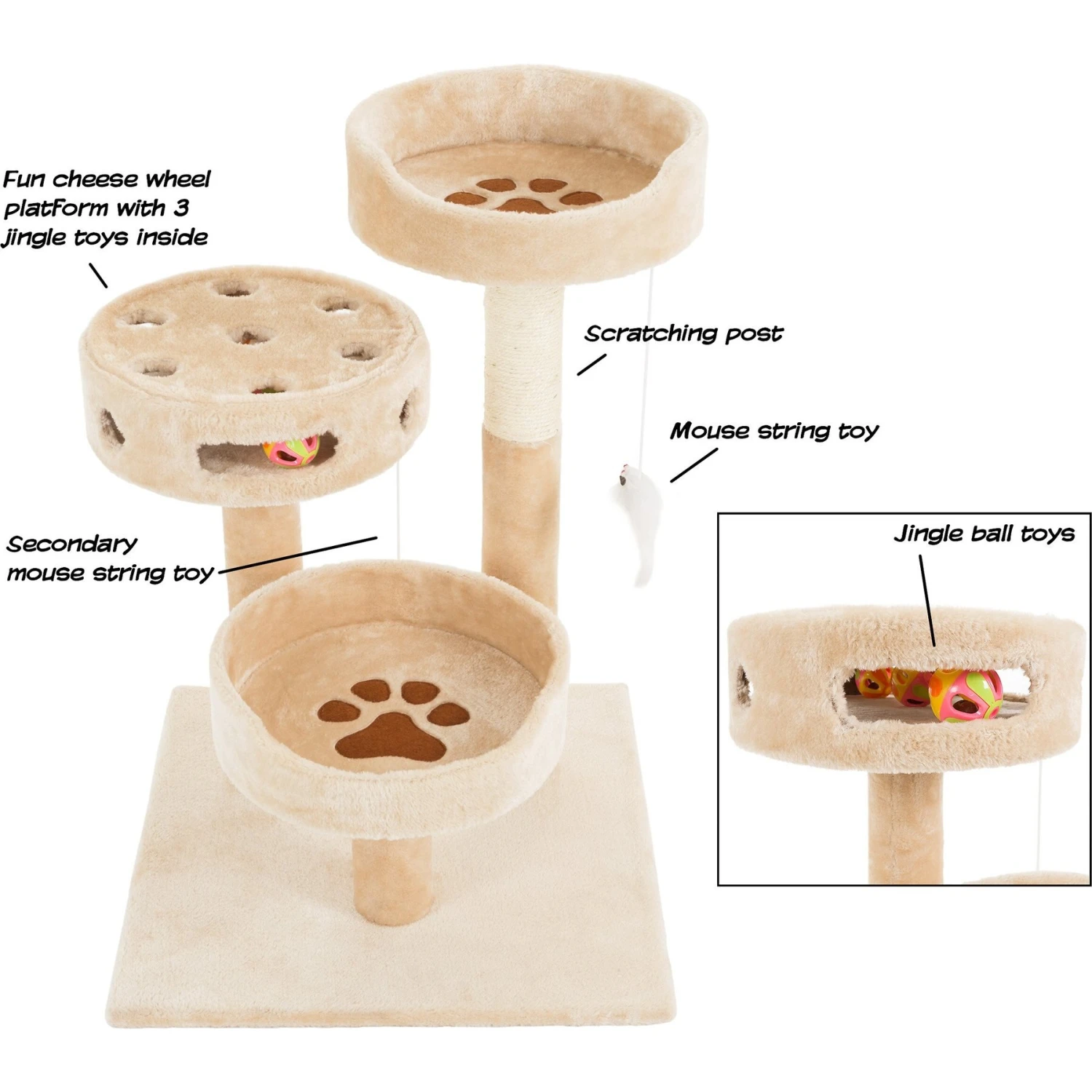 Pet Adobe 3-Tier 27.5-in Cat Tree & Condo 3 Pet Adobe 3-Tier 27.5-in Cat Tree & Condo - Image 3
