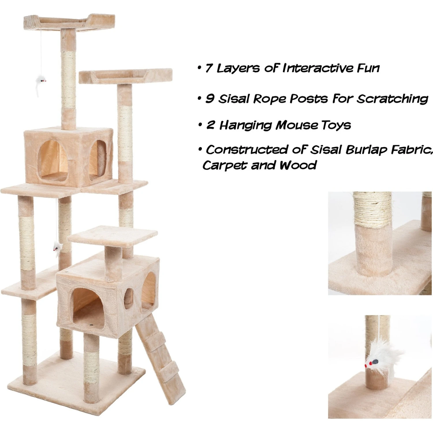 Pet Adobe Multi-Level 66.3-in Cat Tree & Condo 3 Pet Adobe Multi-Level 66.3-in Cat Tree & Condo - Image 3