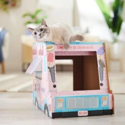 Frisco Ice Cream Truck Cardboard Cat House, 2-Story -Mewhaus Shop 317729 PT3. AC SS1800 V1676566491