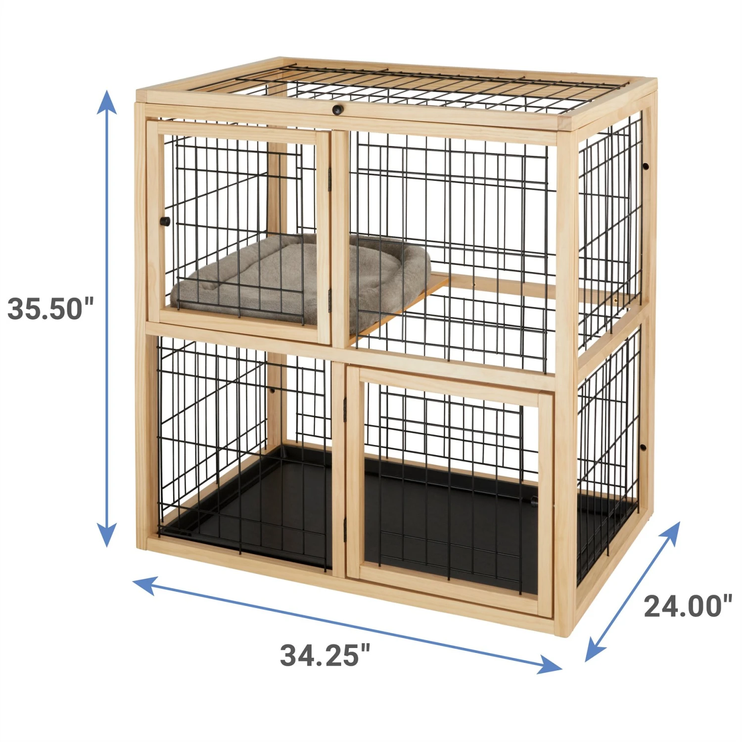Frisco Collapsible Wood & Wire Cat Cage Playpen, 2 Level 2 Frisco Collapsible Wood & Wire Cat Cage Playpen, 2 Level - Image 2