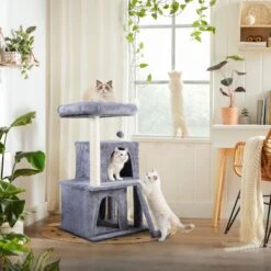 Coziwow By Jaxpety Faux Fur Cat Tree Tower & Condos With Scratch Posts, 34-inch, Grey -Mewhaus Shop 330934 PT8. AC SS1800 V1642180889