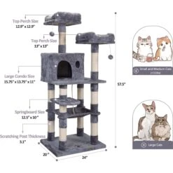 Coziwow By Jaxpety 58-in Cat Tree & Condo With Hammock, Grey -Mewhaus Shop 330952 PT2. AC SS1800 V1677706855