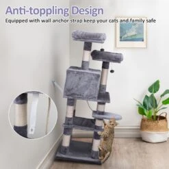 Coziwow By Jaxpety 58-in Cat Tree & Condo With Hammock, Grey -Mewhaus Shop 330952 PT8. AC SS1800 V1663603231