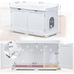 Coziwow By Jaxpety Wooden Storage Bench Cat Litter Box -Mewhaus Shop 333351 PT2. AC SS1800 V1670266465