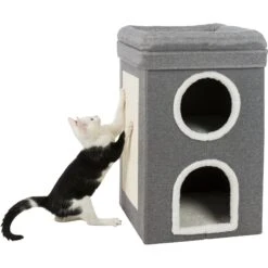 TRIXIE Saul 2-Story Cat Condo & Perch, Gray -Mewhaus Shop 333730 PT2. AC SS1800 V1634088421