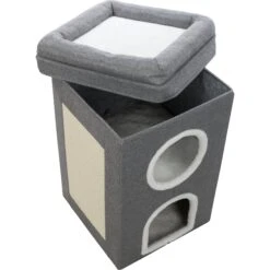 TRIXIE Saul 2-Story Cat Condo & Perch, Gray -Mewhaus Shop 333730 PT5. AC SS1800 V1634080896
