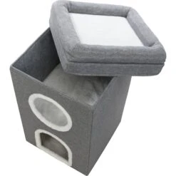 TRIXIE Saul 2-Story Cat Condo & Perch, Gray -Mewhaus Shop 333730 PT6. AC SS1800 V1634074943