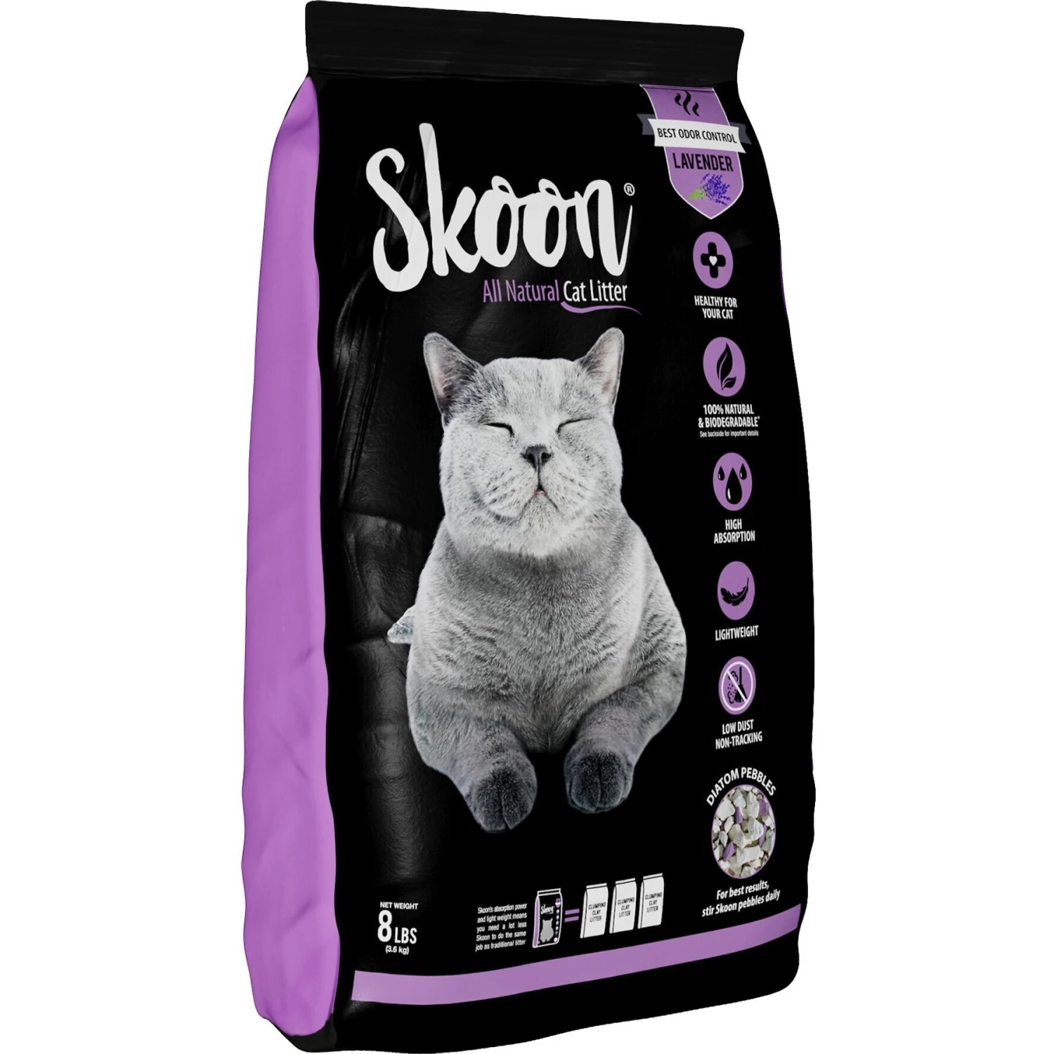 Skoon All Natural Lavender Scented Non-Clumping Cat Litter, 8-lb Bag 1 Skoon All Natural Lavender Scented Non-Clumping Cat Litter, 8-lb Bag