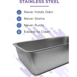 IPrimio Stainless Steel Cat Litter Box, X-Large -Mewhaus Shop 352817 PT2. AC SS1800 V1642529486