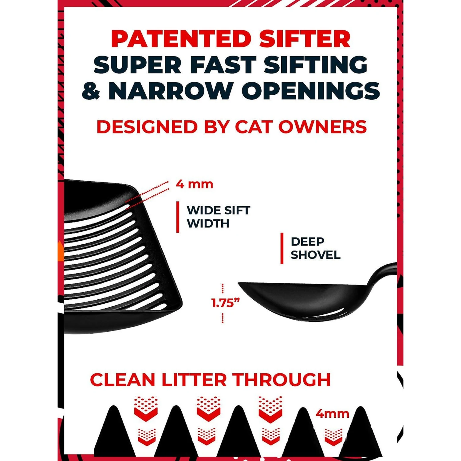 IPrimio Non Stick Coated Aluminum, Cat Scooper, X-Large, Black 6 IPrimio Non Stick Coated Aluminum, Cat Scooper, X-Large, Black - Image 6