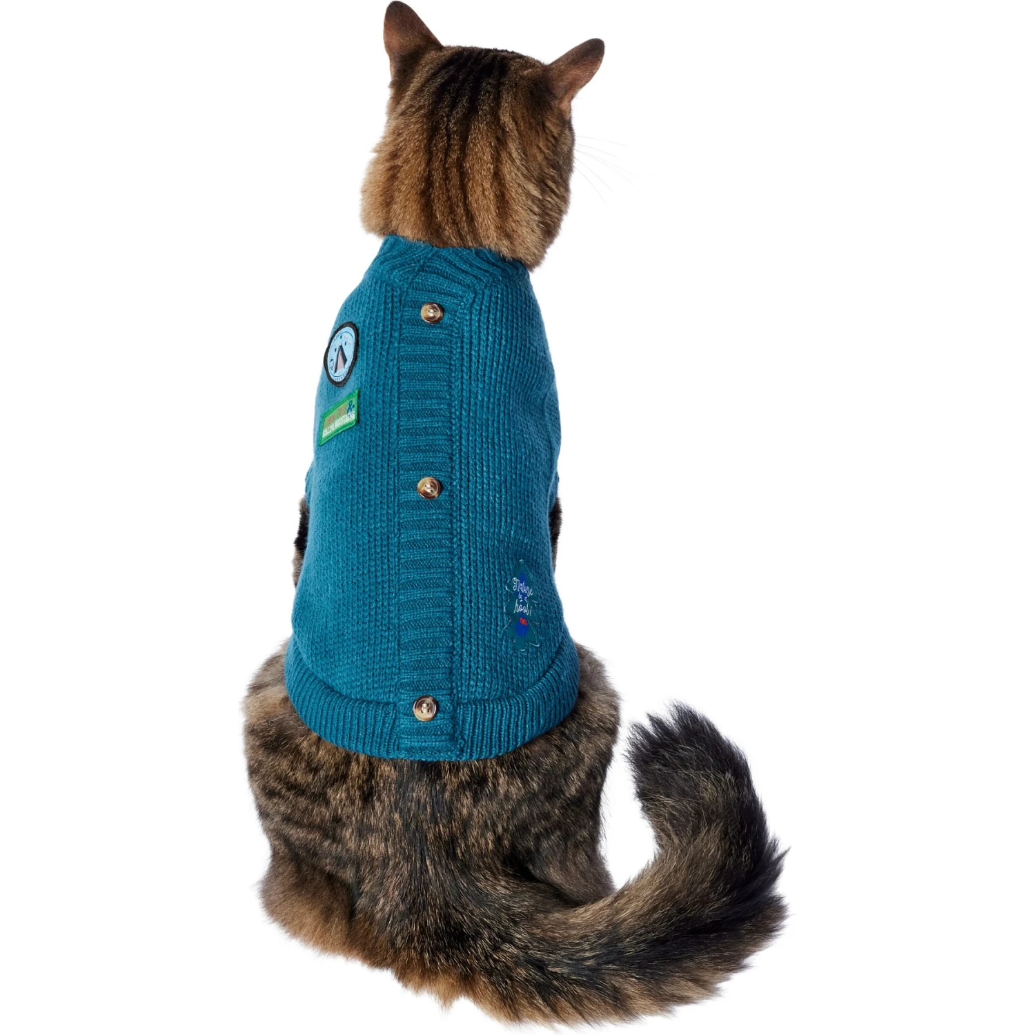 Frisco Teal Button Down Dog & Cat Sweater 1 Frisco Teal Button Down Dog & Cat Sweater