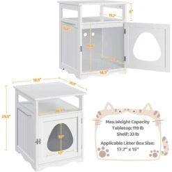 Yaheetech End Table Cat Litter Box Enclosure With Wooden Structure Open Shelf -Mewhaus Shop 354090 PT2. AC SS1800 V1697758535