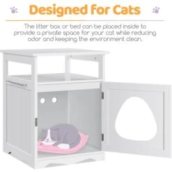 Yaheetech End Table Cat Litter Box Enclosure With Wooden Structure Open Shelf -Mewhaus Shop 354090 PT4. AC SS1800 V1697756647