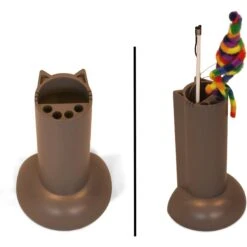 Feline Ruff Cat Teaser Wand Holder Storage Organizer, Gray -Mewhaus Shop 354378 PT5. AC SS1800 V1641510149