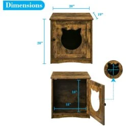 Sweet Barks Enclosed House Side Table Cat Litter Box, Rustic Brown -Mewhaus Shop 354503 PT3. AC SS1800 V1640043731