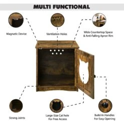 Sweet Barks Enclosed House Side Table Cat Litter Box, Rustic Brown -Mewhaus Shop 354503 PT4. AC SS1800 V1640043698