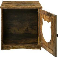 Sweet Barks Enclosed House Side Table Cat Litter Box, Rustic Brown -Mewhaus Shop 354503 PT7. AC SS1800 V1640043199