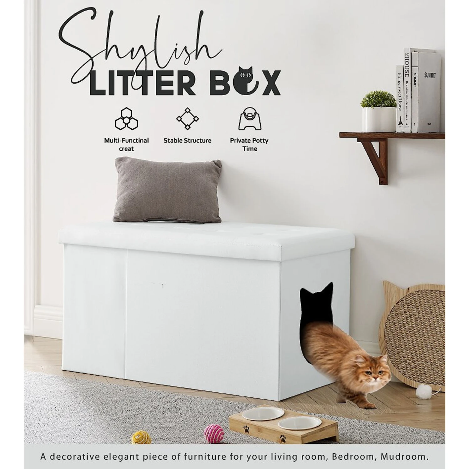 Sweet Barks Designer Enclosure Hidden Washroom Bench Ottoman Cat Litter Box 2 Sweet Barks Designer Enclosure Hidden Washroom Bench Ottoman Cat Litter Box - Image 2