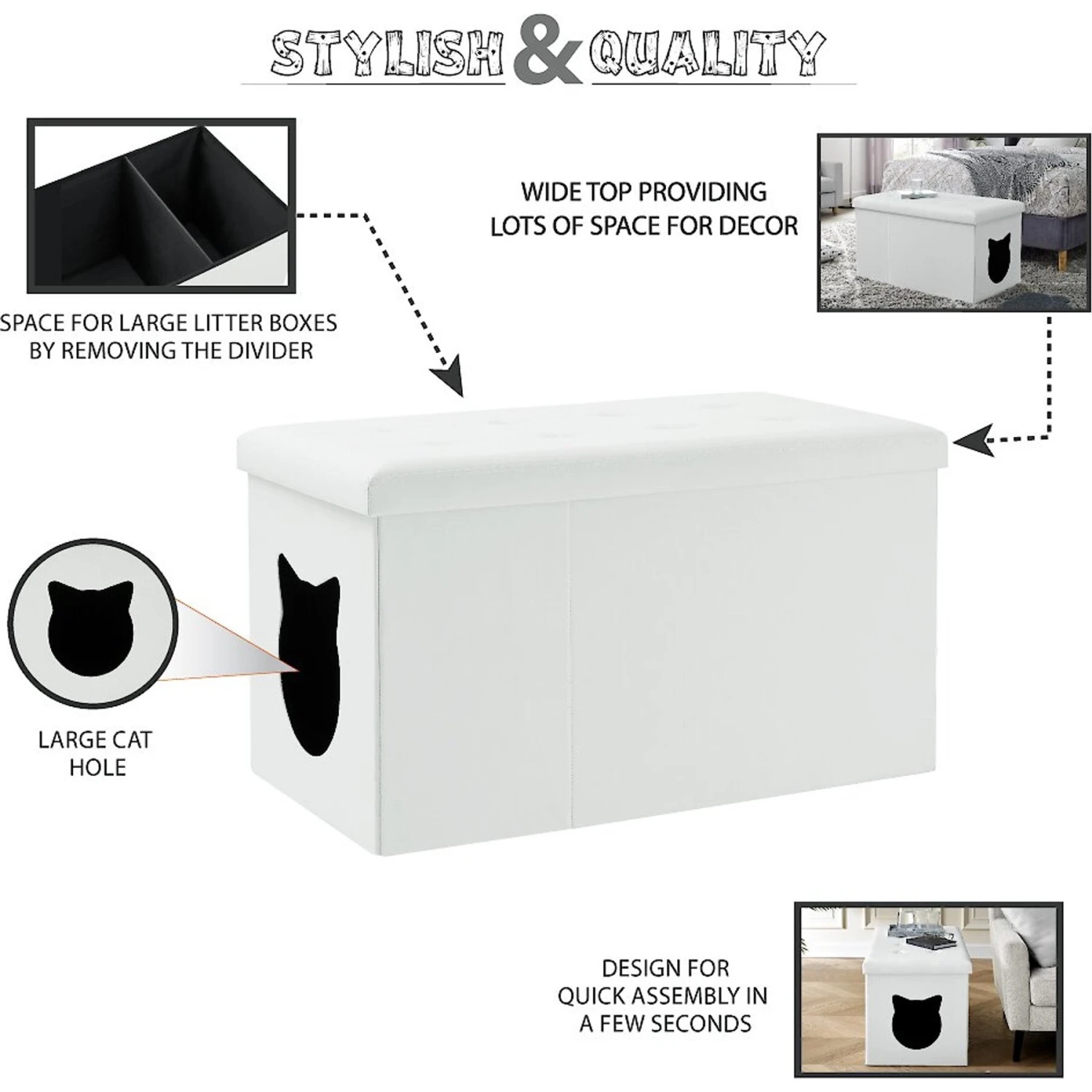 Sweet Barks Designer Enclosure Hidden Washroom Bench Ottoman Cat Litter Box 4 Sweet Barks Designer Enclosure Hidden Washroom Bench Ottoman Cat Litter Box - Image 4