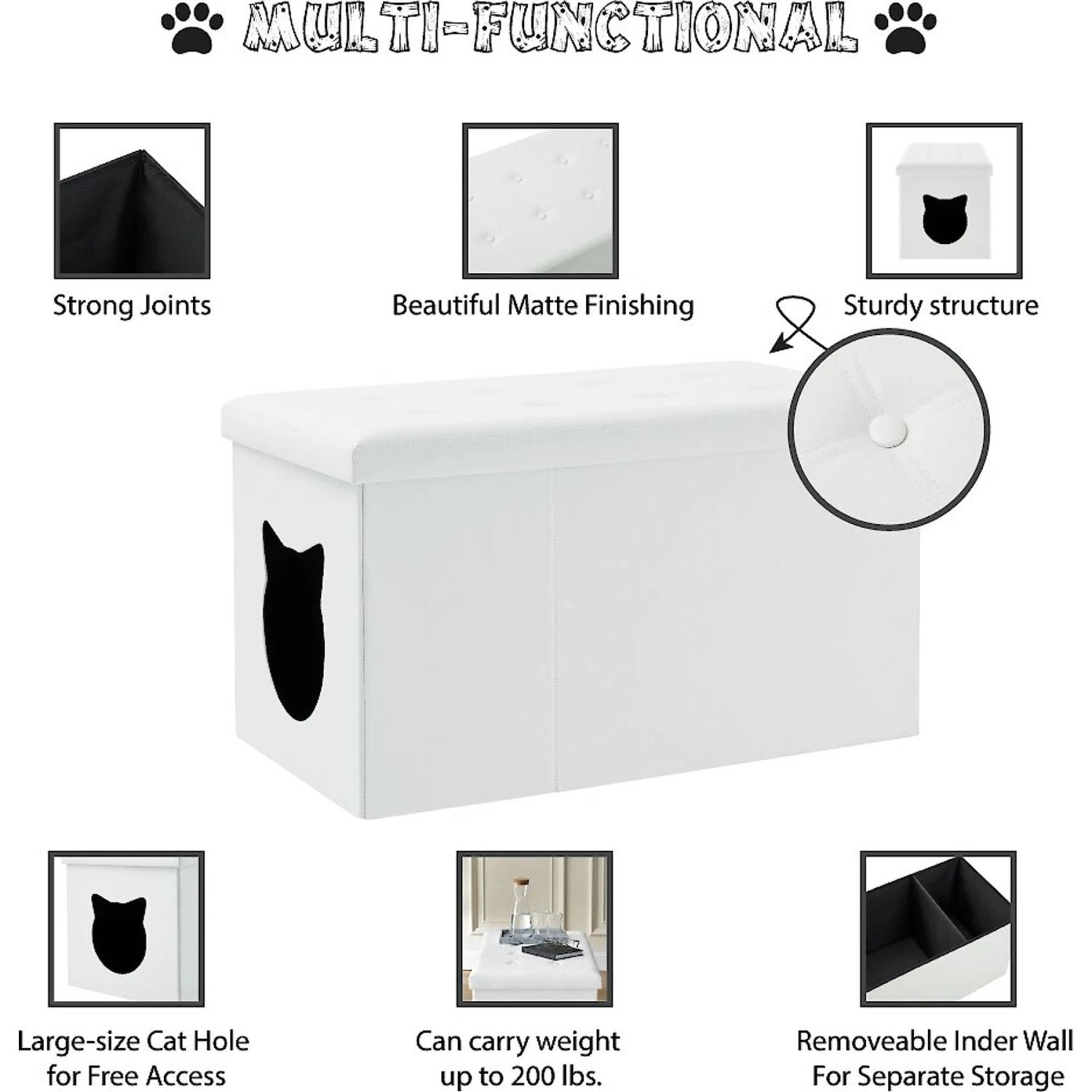 Sweet Barks Designer Enclosure Hidden Washroom Bench Ottoman Cat Litter Box 5 Sweet Barks Designer Enclosure Hidden Washroom Bench Ottoman Cat Litter Box - Image 5