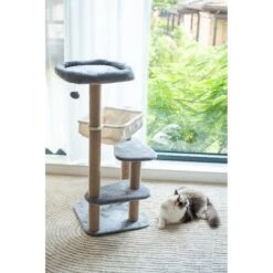 Catry 42.1-in Oak 7-Level Cat Tree With Jute Scratching Posts & Cozy Hammock -Mewhaus Shop 354549 PT2. AC SS1800 V1640317890