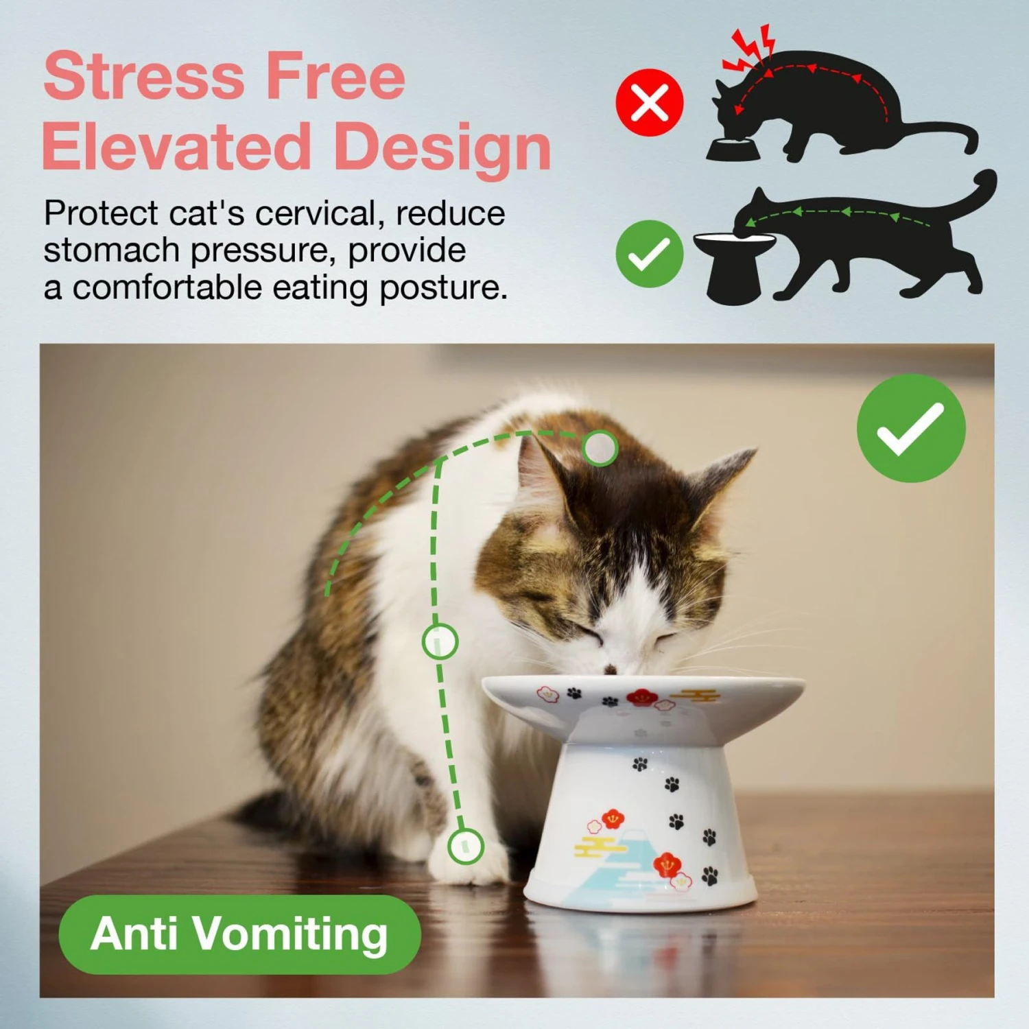 Necoichi Extra Wide Raised Cat Food Bowl 2 Necoichi Extra Wide Raised Cat Food Bowl - Image 2