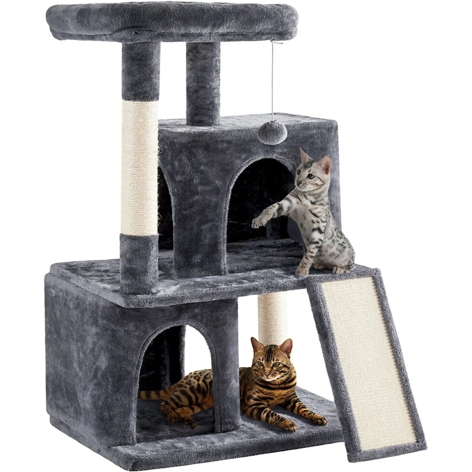 Yaheetech 3 Tiers 42-in Plush Cat Tower With Double Cat Condo 2 Yaheetech 3 Tiers 42-in Plush Cat Tower With Double Cat Condo - Image 2