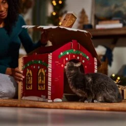 Frisco Holiday Santa's Workshop Cardboard Cat House -Mewhaus Shop 360881 PT3. AC SS1800 V1695648150