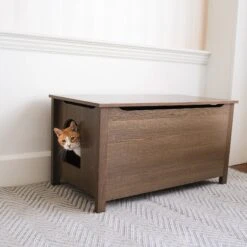 Designer Pet Products Parker Designer Wood Catbox Furniture Litter Box Enclosure, 36-in