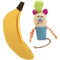 SmartyKat Playful Peeker Mouse & Banana Cat Toy, Yellow, Medium, 2 Count -Mewhaus Shop 362938 PT4. AC SS1800 V1642643489