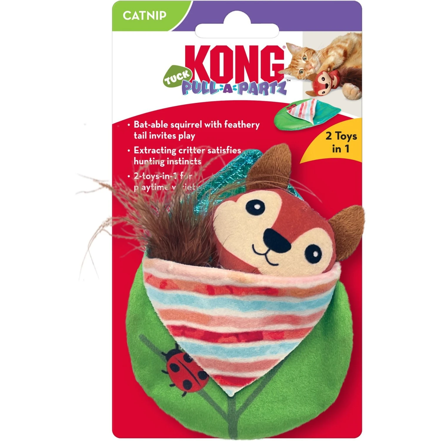 KONG Pull-A-Partz Tuck 2 In 1 Catnip Cat Toy 2 KONG Pull-A-Partz Tuck 2 In 1 Catnip Cat Toy - Image 2