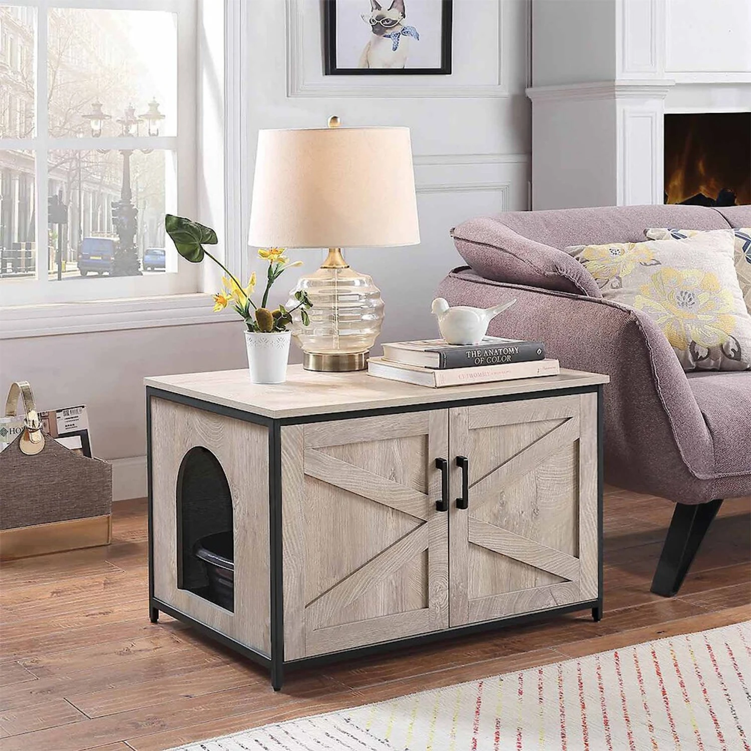 Unipaws Cat Litter Box Enclosure With Top Opening, Weathered Gray 1 Unipaws Cat Litter Box Enclosure With Top Opening, Weathered Gray