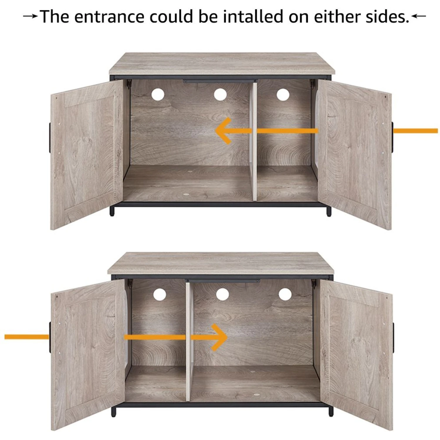 Unipaws Cat Litter Box Enclosure With Top Opening, Weathered Gray 6 Unipaws Cat Litter Box Enclosure With Top Opening, Weathered Gray - Image 6