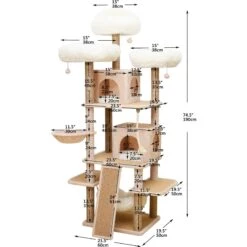 Catry 75-in Scratching Posts Condo Cat Tree, Beige -Mewhaus Shop 373043 PT2. AC SS1800 V1647010886
