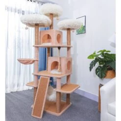 Catry 75-in Scratching Posts Condo Cat Tree, Beige -Mewhaus Shop 373043 PT3. AC SS1800 V1647011484