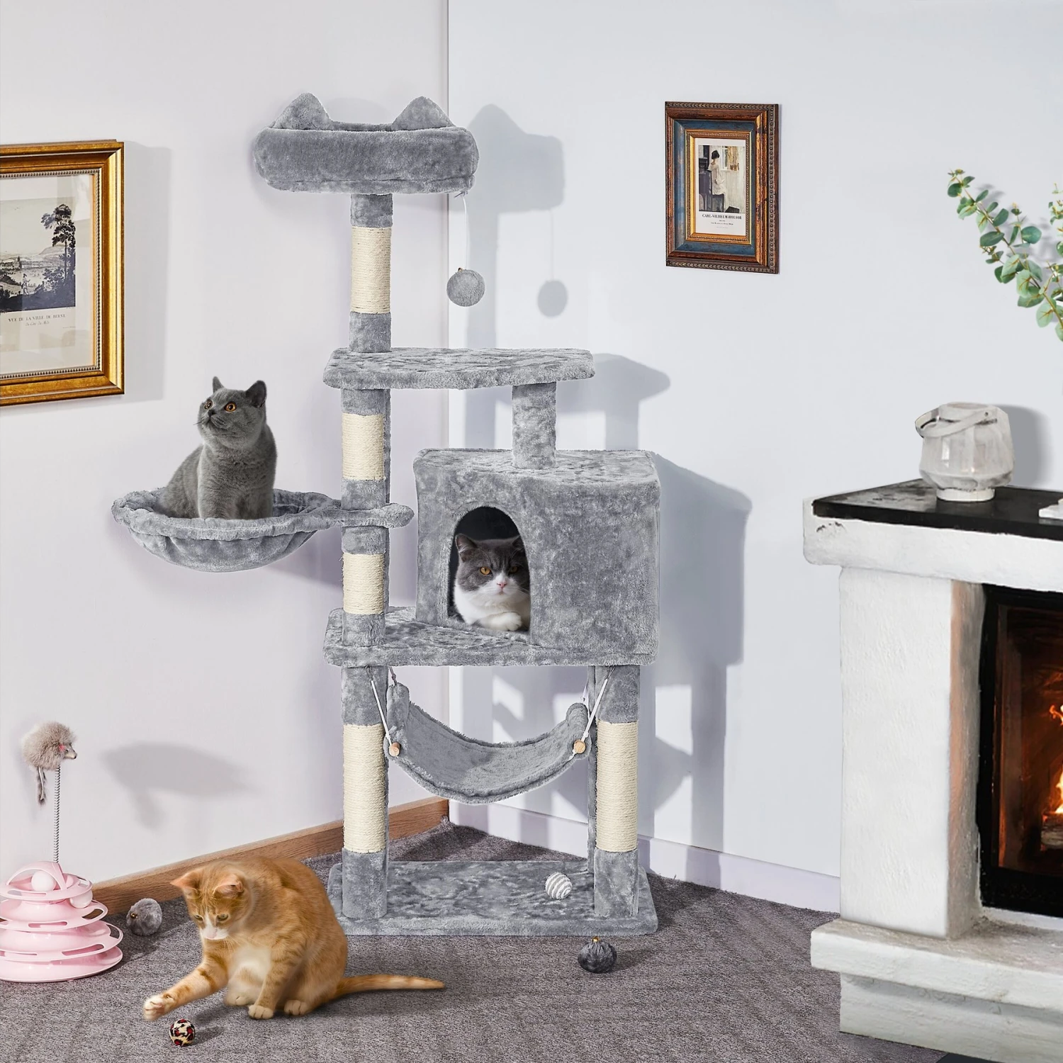 Yaheetech 3-Level Plush Cat Tree, Light Gray, Large 1 Yaheetech 3-Level Plush Cat Tree, Light Gray, Large