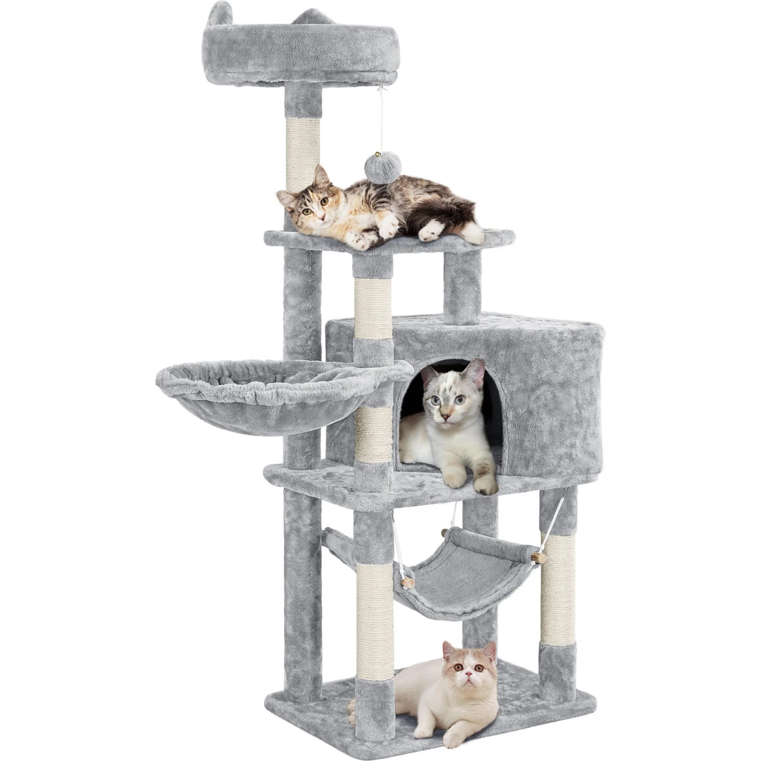 Yaheetech 3-Level Plush Cat Tree, Light Gray, Large 2 Yaheetech 3-Level Plush Cat Tree, Light Gray, Large - Image 2