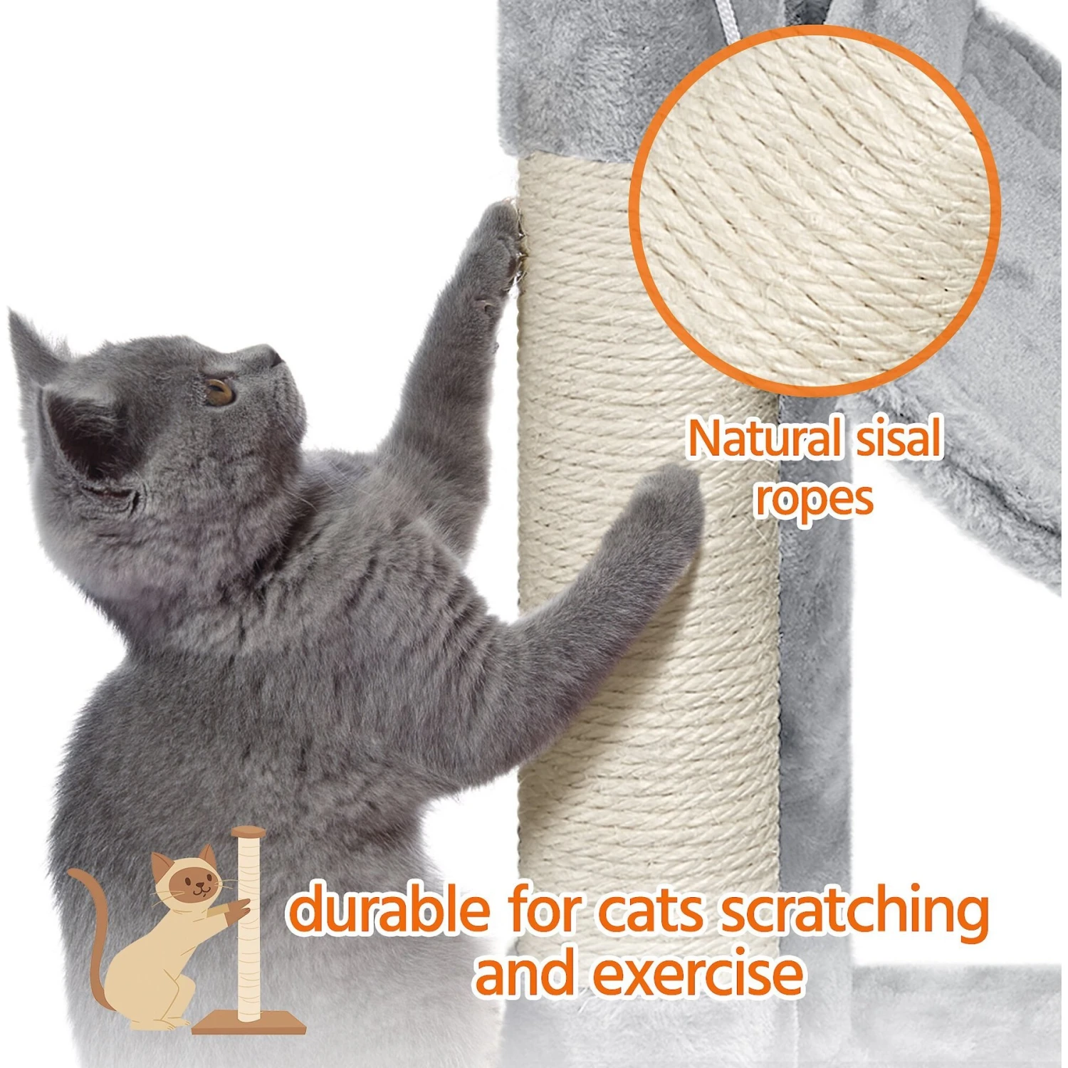 Yaheetech 3-Level Plush Cat Tree, Light Gray, Large 7 Yaheetech 3-Level Plush Cat Tree, Light Gray, Large - Image 7