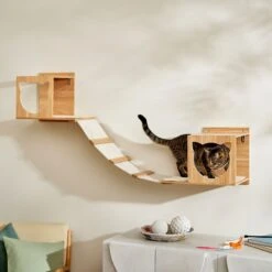 Mewhaus Shop 31 Frisco Cat Silhouette With Bridge Wall Mounted Cat Wall Shelves