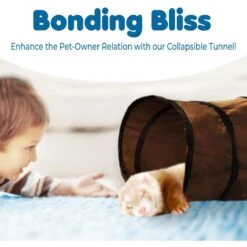 SunGrow Hide & Seek Collapsible Entertainment Cat & Ferret Play Tube & Pop Up Tunnel, Brown, 48-in -Mewhaus Shop 616598 PT2. AC SS1800 V1691606857