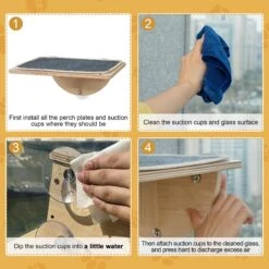 Coziwow Cat Window Perch With Suction Cups, Natural Wood 17 Coziwow Cat Window Perch With Suction Cups, Natural Wood -Mewhaus Shop 668486 PT8. AC SS1800 V1666649257