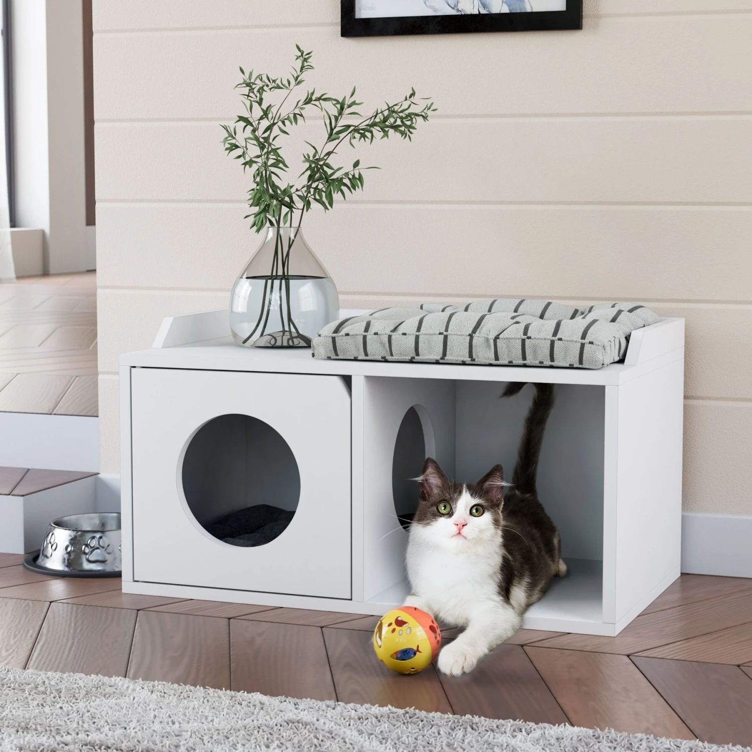 Way Basics Double Hole With 1 Door Cat House, Medium 1 Way Basics Double Hole With 1 Door Cat House, Medium
