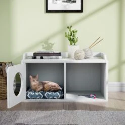 Way Basics Double Hole With 1 Door Cat House, Medium 5 Way Basics Double Hole With 1 Door Cat House, Medium -Mewhaus Shop 697302 PT2. AC SS1800 V1667947699