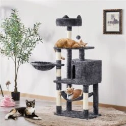 Yaheetech 3-Level Plush Cat Tree, Dark Gray, Medium