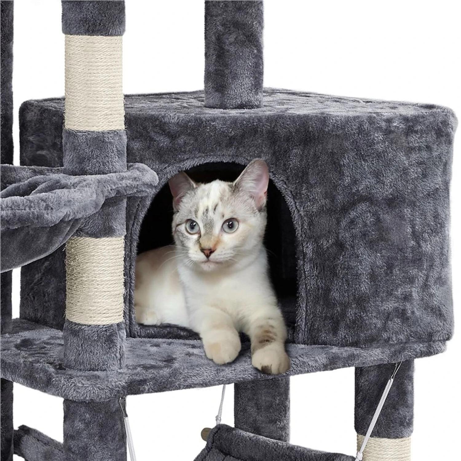 Yaheetech 3-Level Plush Cat Tree, Dark Gray, Medium 5 Yaheetech 3-Level Plush Cat Tree, Dark Gray, Medium - Image 5