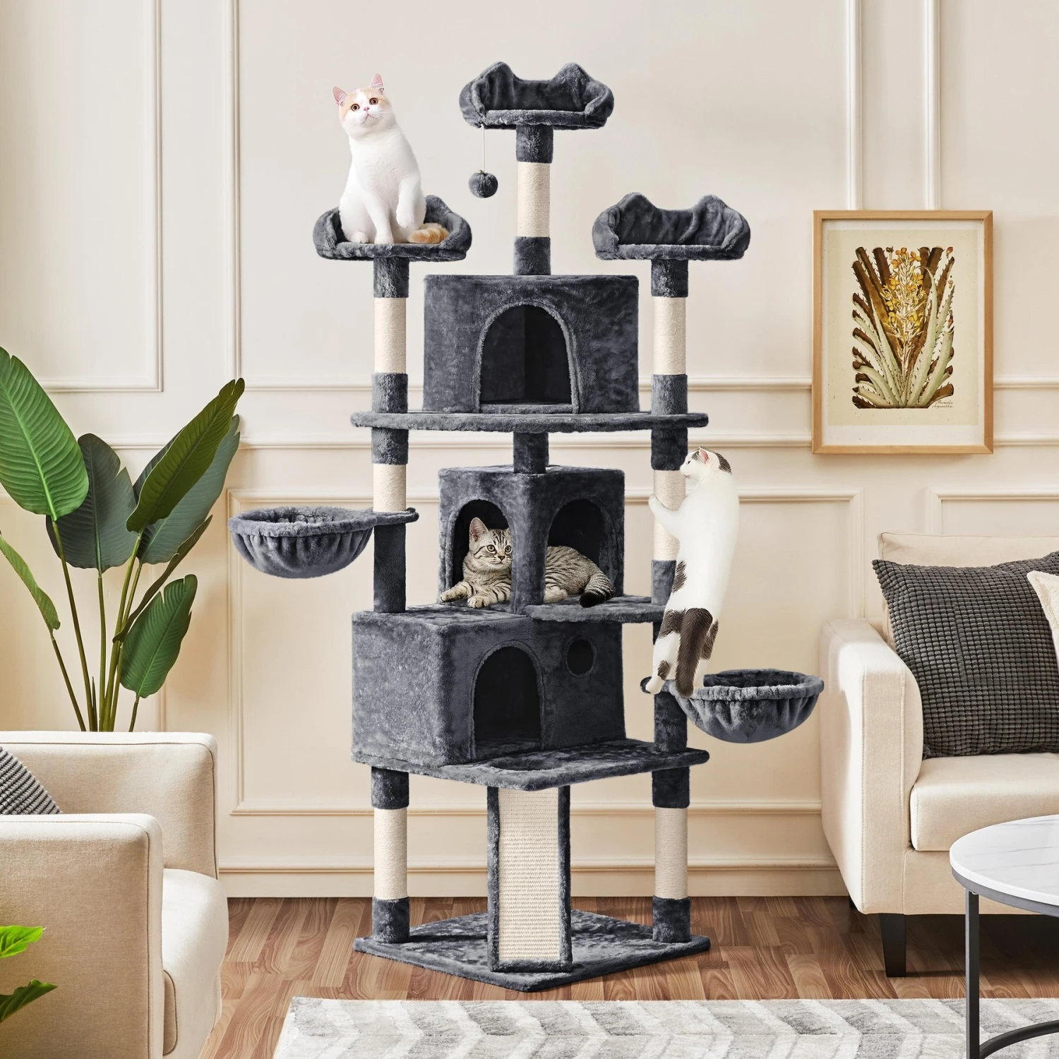 Yaheetech 76.5-in Tree With 3 Condos Cat Tree 1 Yaheetech 76.5-in Tree With 3 Condos Cat Tree