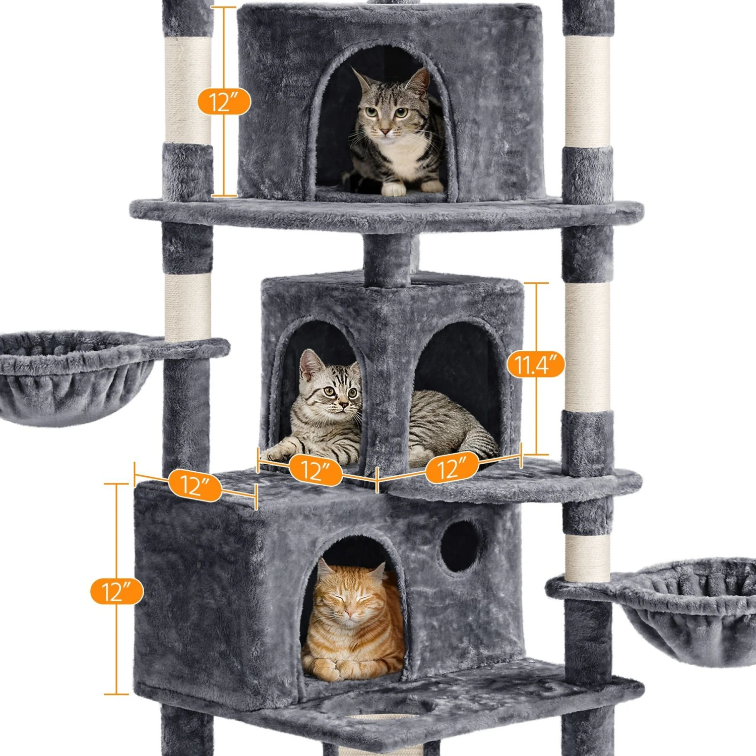 Yaheetech 76.5-in Tree With 3 Condos Cat Tree 6 Yaheetech 76.5-in Tree With 3 Condos Cat Tree - Image 6