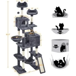 Yaheetech 82.5-in Multi-Level Tree Condo With 2 Foam Edge Perches Cat Tree -Mewhaus Shop 705110 PT5. AC SS1800 V1668547439