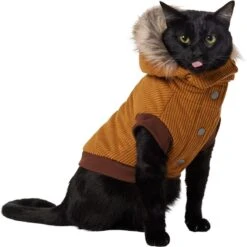 Mewhaus Shop 19 Frisco Heavy Weight Lux Corduroy Insulated Dog & Cat Coat With Fur Trimmed Hood