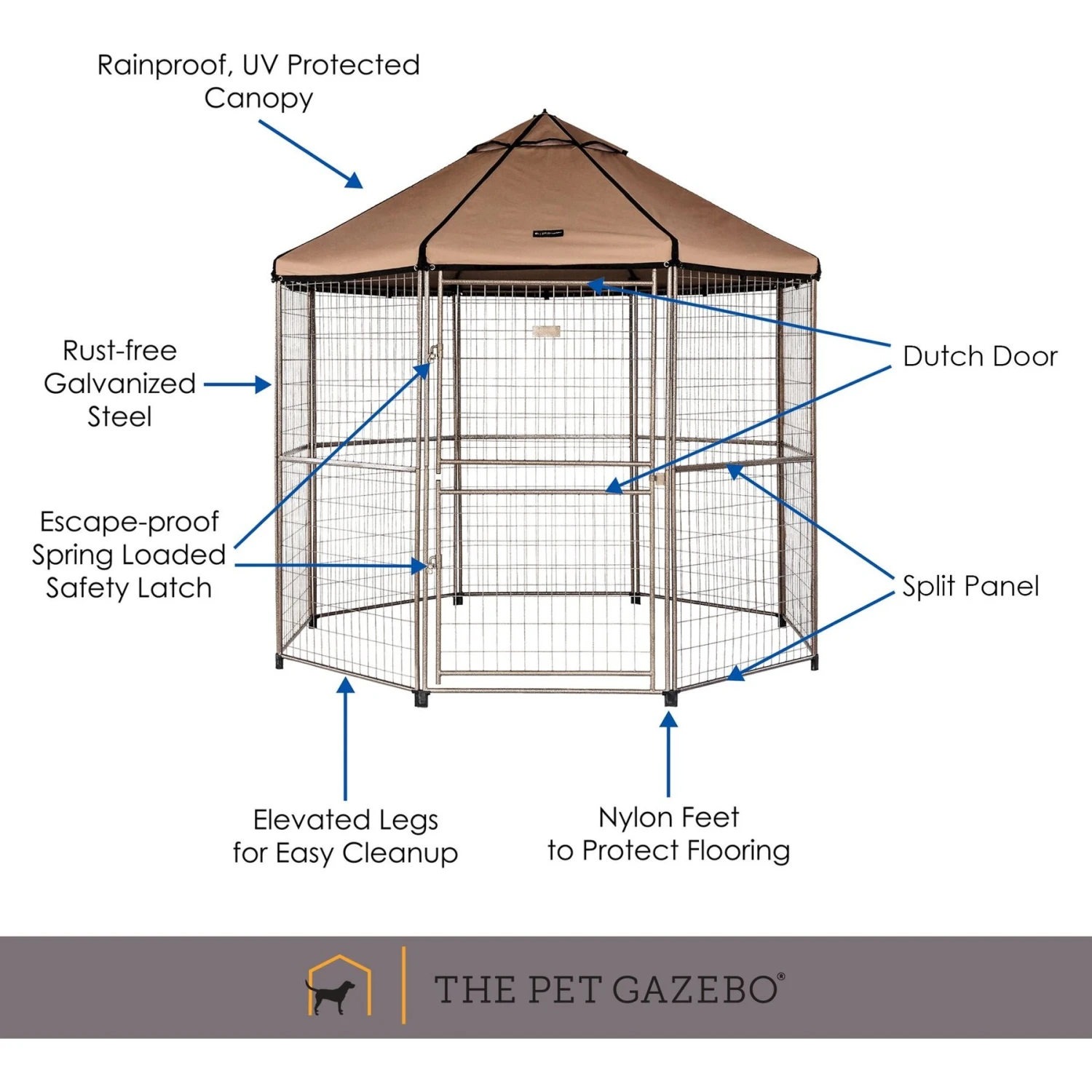 Win World Pet Gazebo Dog Kennel, Earth Taupe, 8-ft 4 Win World Pet Gazebo Dog Kennel, Earth Taupe, 8-ft - Image 4